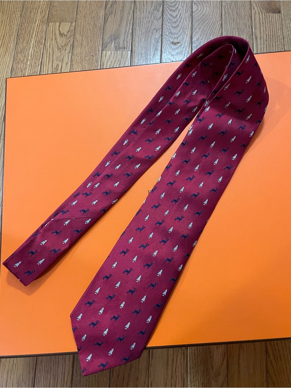 Brooks Brothers Burgundy Tie with Navy and Silver Motifs